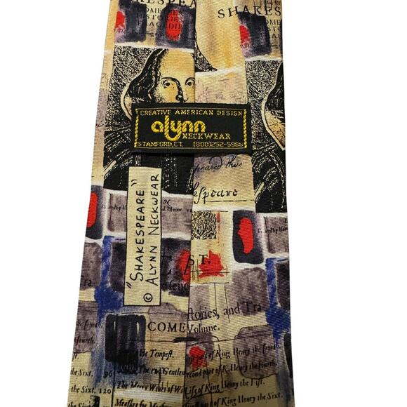 Alynn Neckwear Shakespeare Poetry Vintage Novelty Necktie 100% Silk - Picture 4 of 7